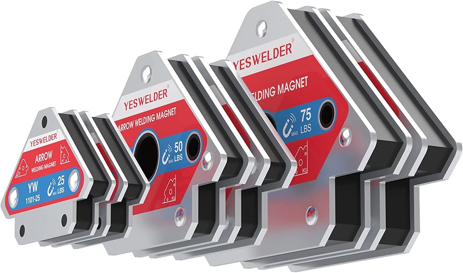 Thumbnail 6 de YESWELDER 50lb Welding Magnets (4-piece set) for 45°, 90° and 135° alignment