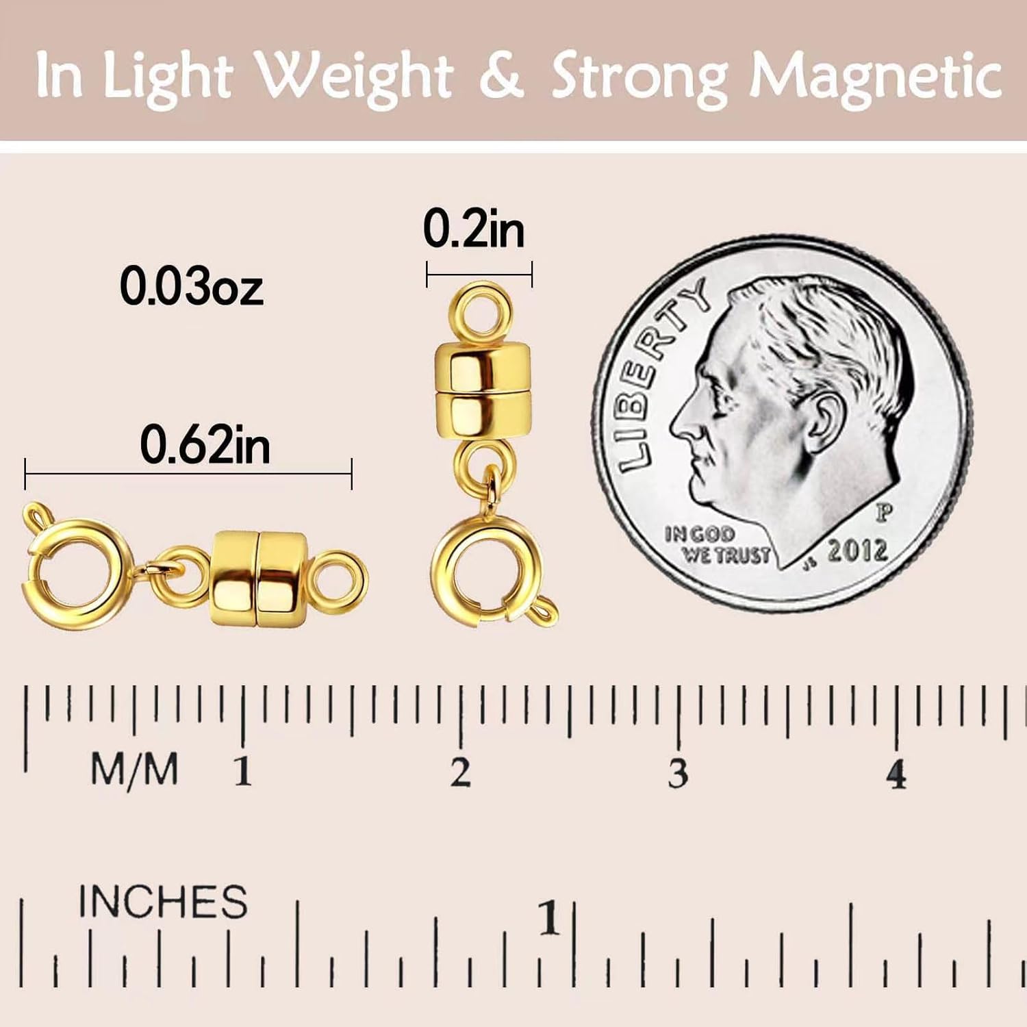 Detalle de OHINGLT 01 Magnetic Necklace Clasps, 5mm Gold- and Silver-Plated Closures