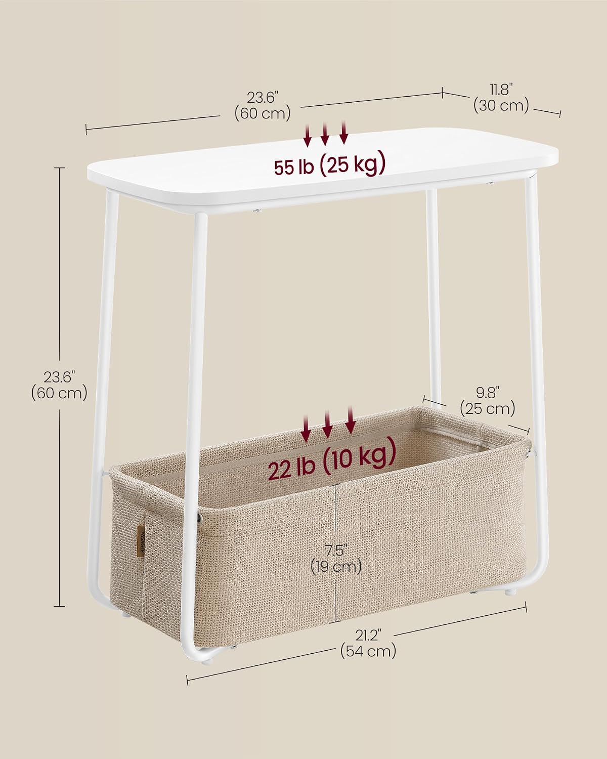 Detalle de VASAGLE Side Table ULET230W10