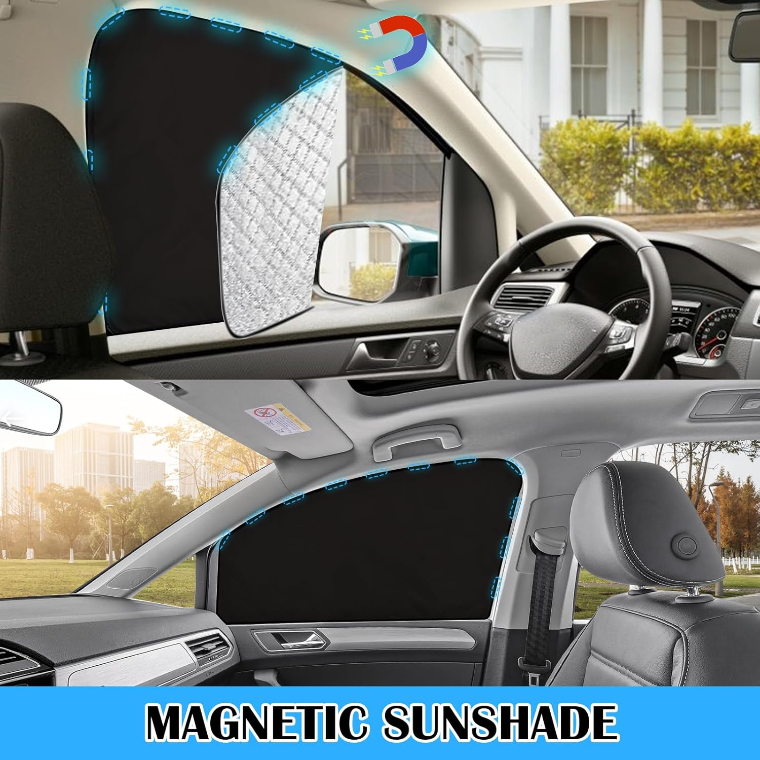 Thumbnail 4 de ZATOOTO Volkswagen Caddy windscreen sun shade set of 3 – magnetic side window shades, UV blocking