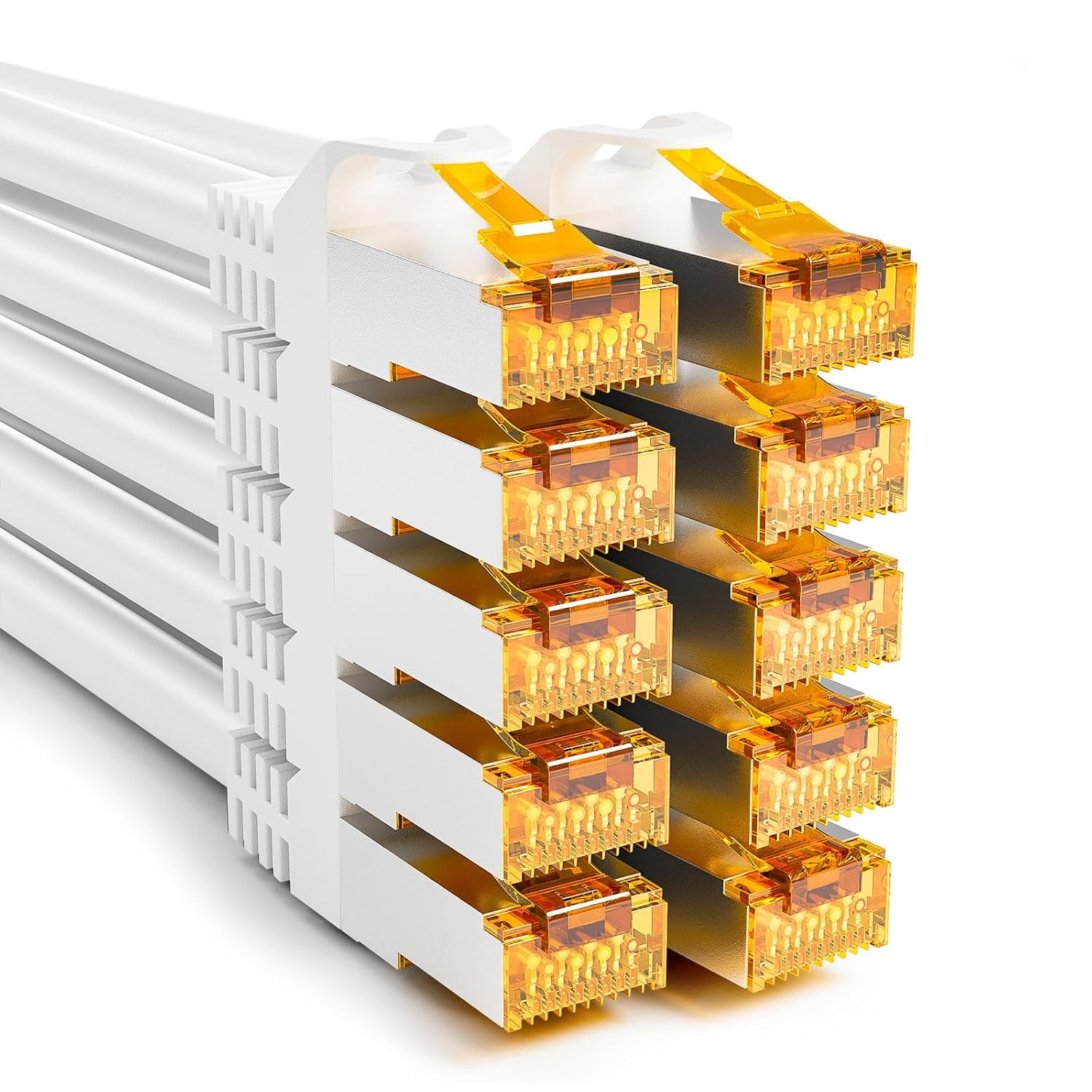 Detalle de iwillink 10x CAT 7 Patchkabel 0,25 m (S/FTP, 10 Gbps, PIMF) – weiß