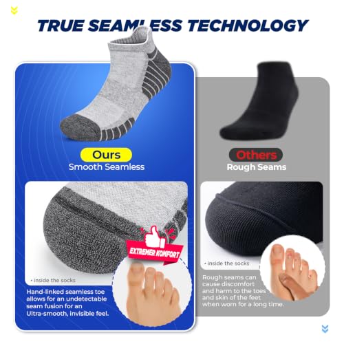 Thumbnail 3 de TANSTC Men's Running Trainer Ankle Socks: Anti-Blister Cushioned (6 Pairs)