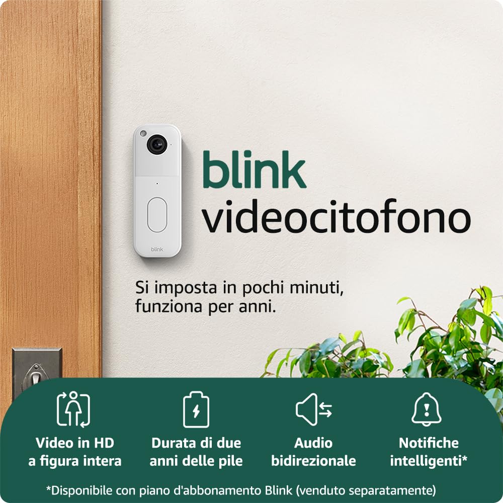 Detalle de Videocitofono supplementare Blink HD a figura intera (bianco) con autonomia di due anni