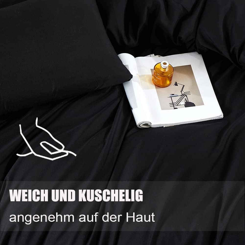 Thumbnail 1 de Soifox Kissenbezug 40 x 80 cm, 2er Set – Schwarz, 100% Mikrofaser, bügelfrei und knitterfrei
