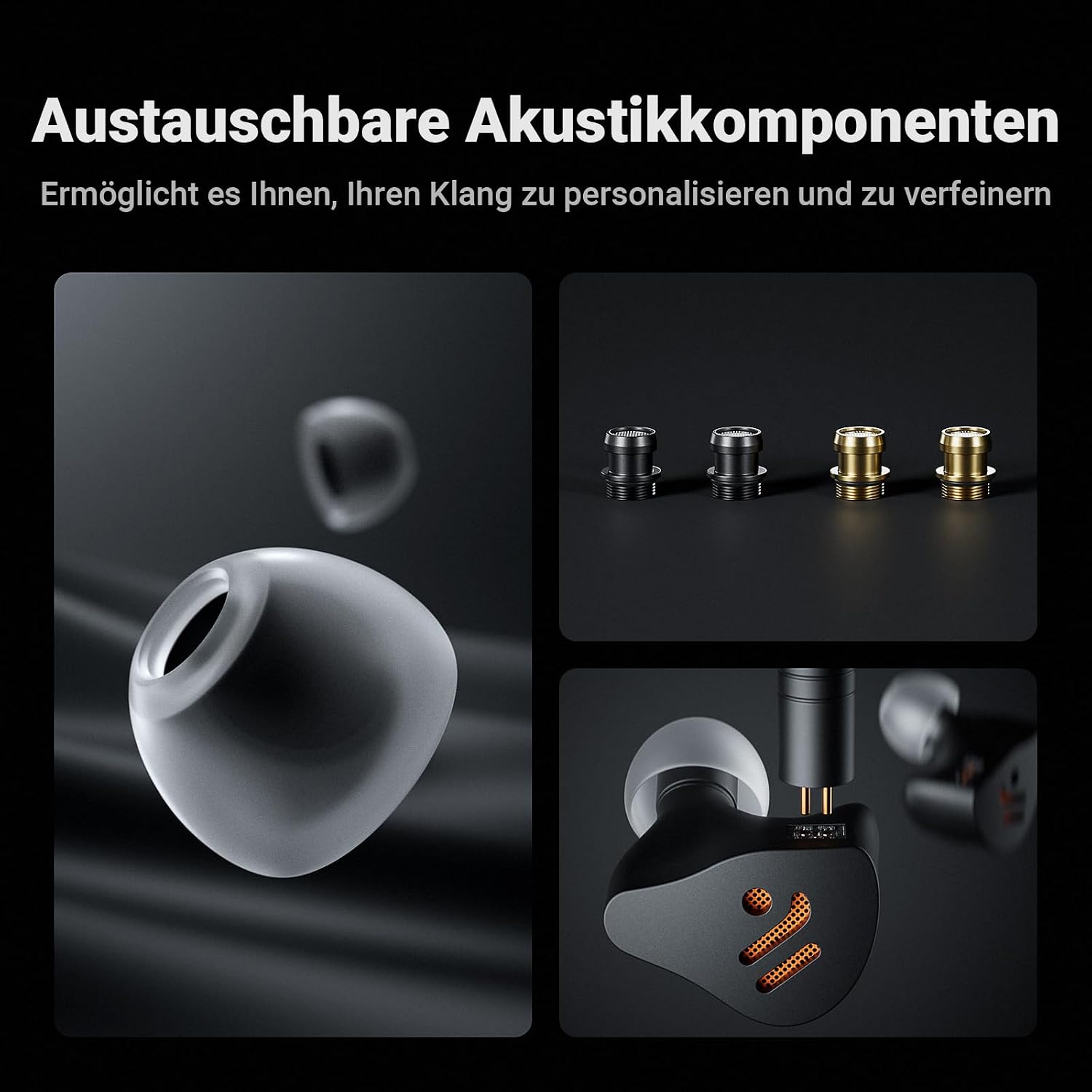 Detalle de Fosi Audio IM4 Offene Hi‑Fi-In-Ear-Monitor-Kopfhörer – 10 mm Beryllium-Treiber, N52 Doppelmagnet, Doppelkammer, silber