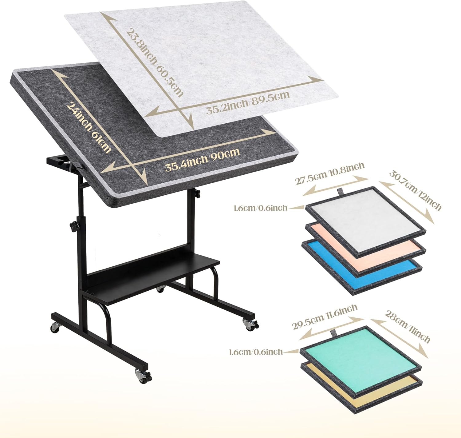 Thumbnail 6 de Tektalk 1500 Piece Felt Jigsaw Puzzle Table with Height & Angle Adjustment – Gray