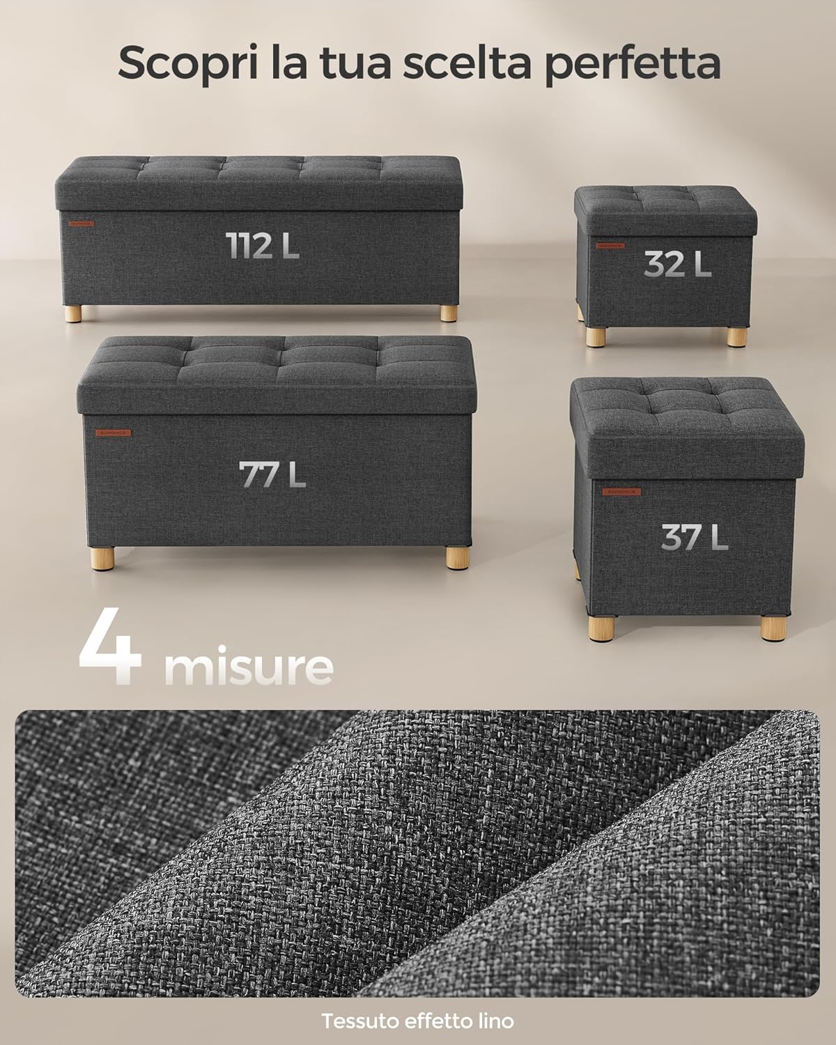 Thumbnail 6 de SONGMICS LSF012G11 Pouf contenitore 32 x 40 cm