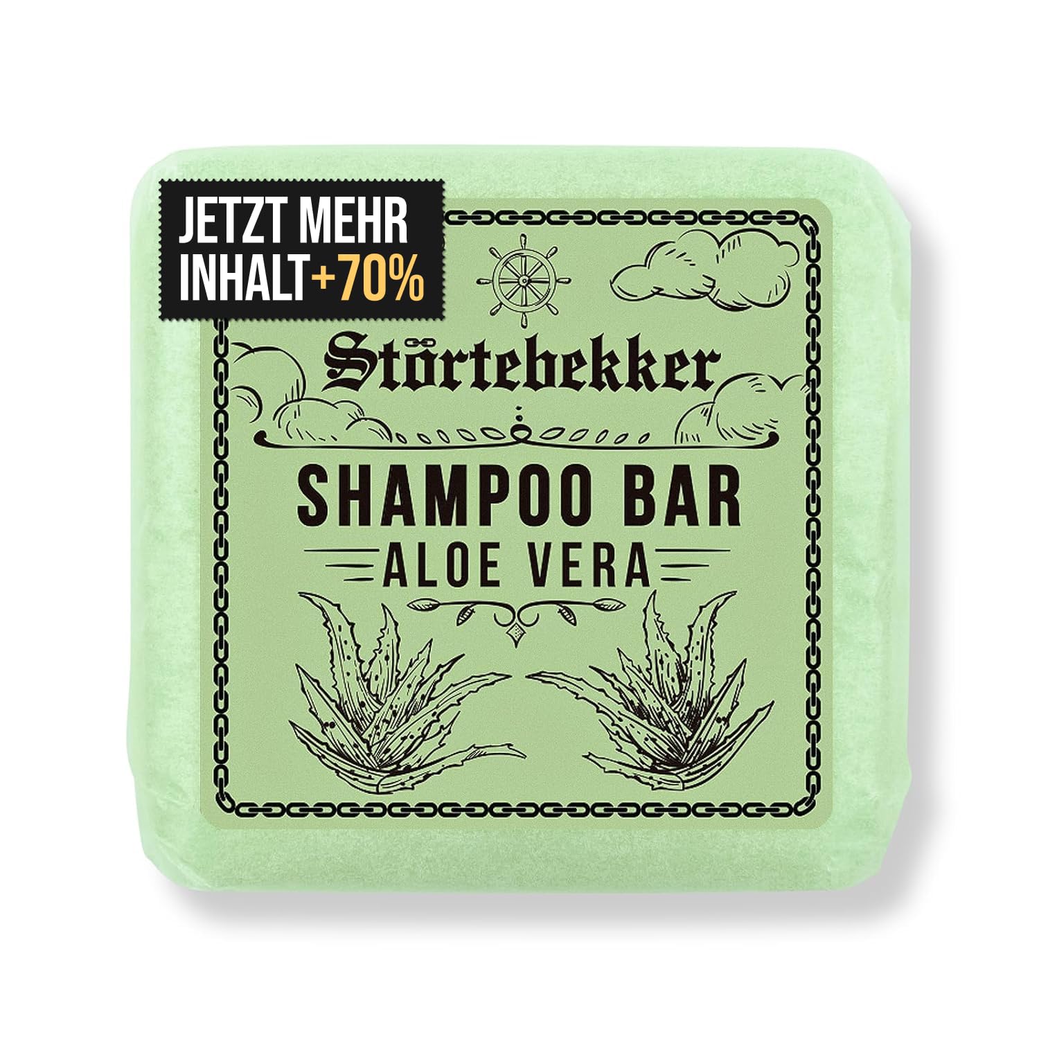 Detalle de Störtebekker Premium Shampoo Bar Aloe Vera – 100 g, 3-in-1 Festes Shampoo Duschseife für Haare, Kopfhaut & Bart