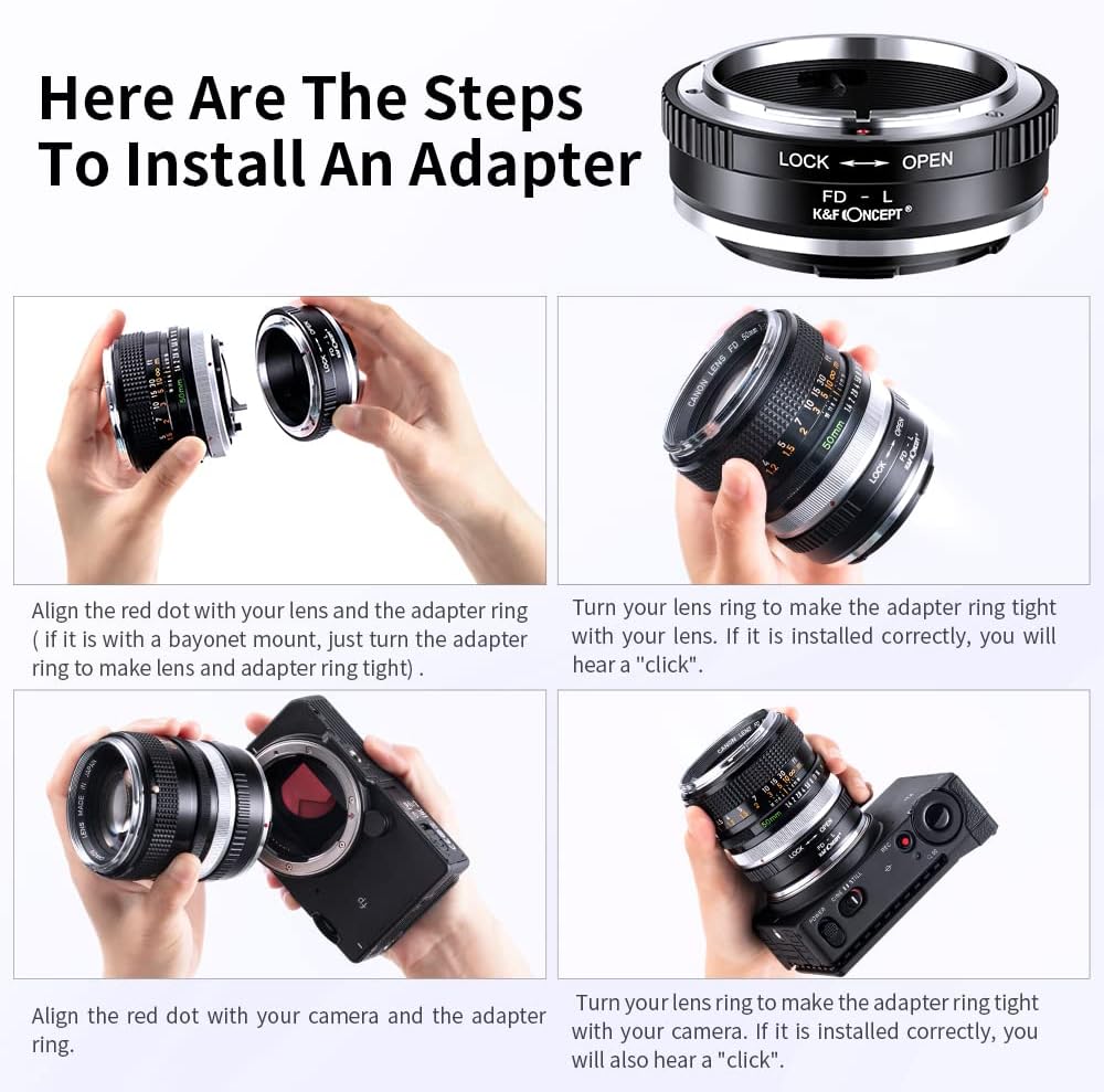 Thumbnail 2 de K&F CONCEPT FD-L Objektivadapter – Manueller Fokus für Canon FD/FL an L-Mount Kameras