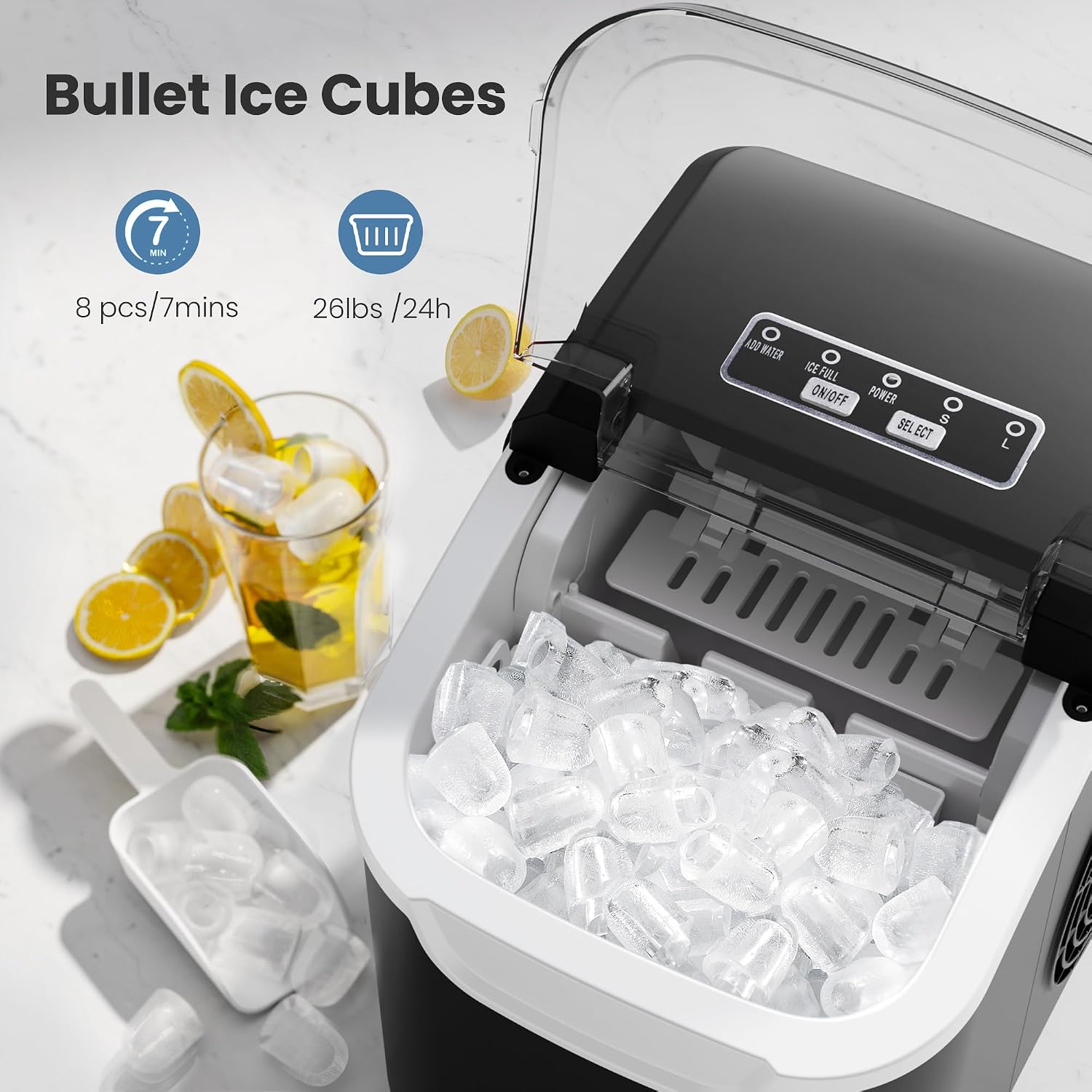 Detalle 2 de Crzoe Countertop Ice Maker, 1.2L
