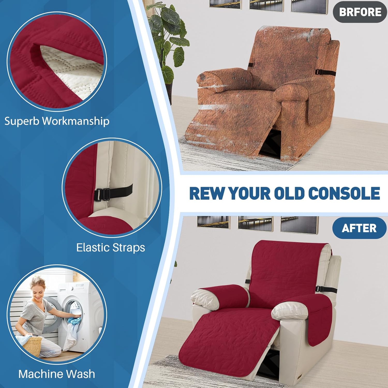 Thumbnail 6 de Ystyle Copripoltrona Relax Reclinabile 1 Posto con Braccioli – Copri poltrona impermeabile e antiscivolo