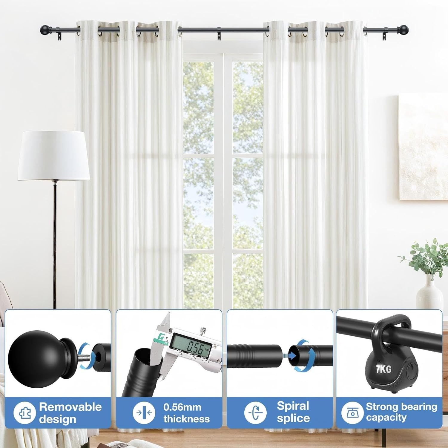 Thumbnail 1 de PeSenp Curtain Pole 87-240cm