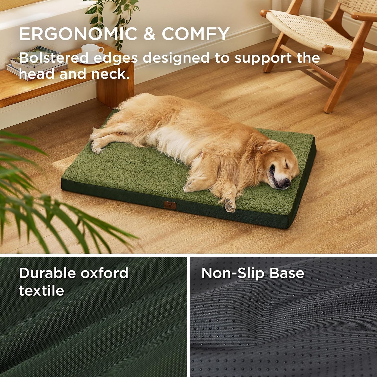 Thumbnail 2 de Bedsure Extra Large Dog Bed Washable – Orthopedic Pillow for Crate (Dark Green, 112x81x7.6cm)