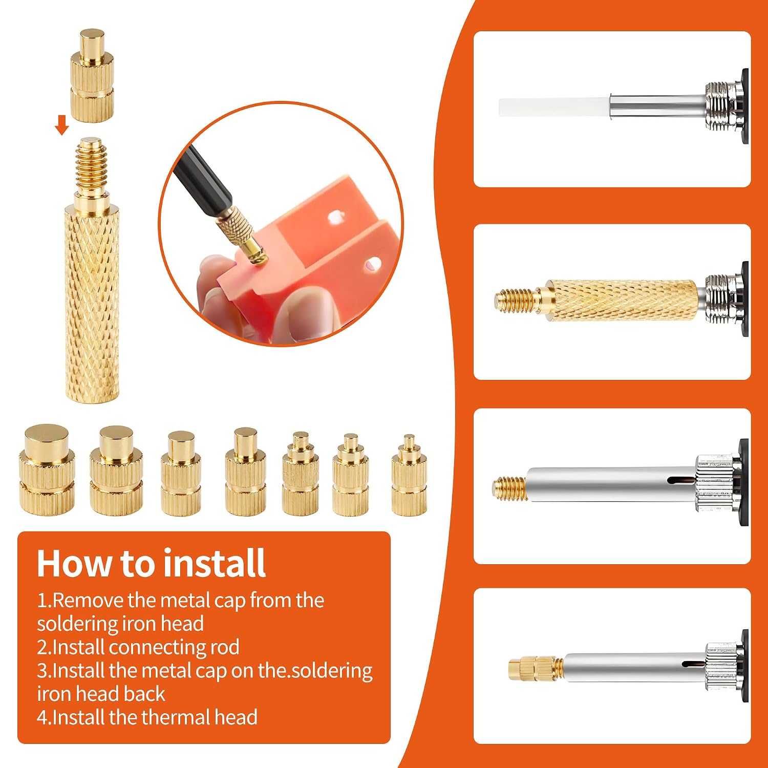 Detalle de Set 308 inserti filettati con scatole in plastica per stampa 3D (M2–M6) e utensili per inserimento a caldo in ottone