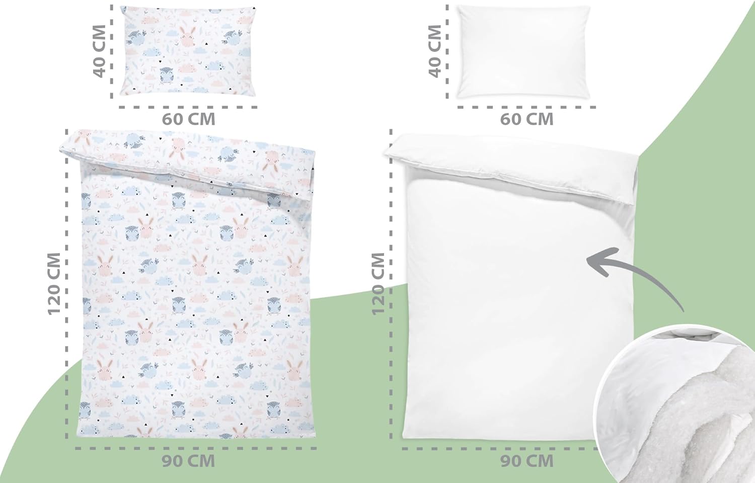 Thumbnail 2 de Totsy Baby Parure de lit bébé en coton 90x120 cm (couette + oreiller + housse de couette) avec taie d’oreiller 40x60 cm