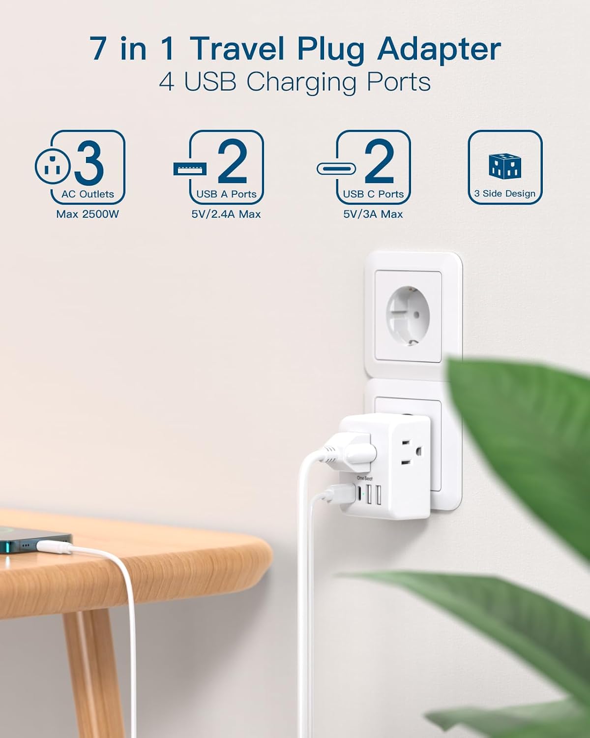 Thumbnail 1 de 2 Pack European Travel Plug Adapter 6-in-1