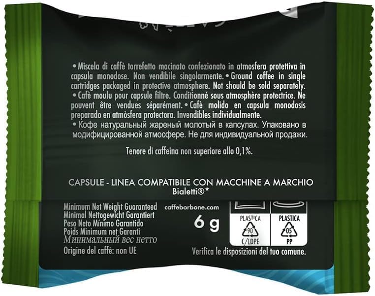 Detalle de Caffè Borbone Dek Café en Cápsulas - 50 Compatibles Bialetti