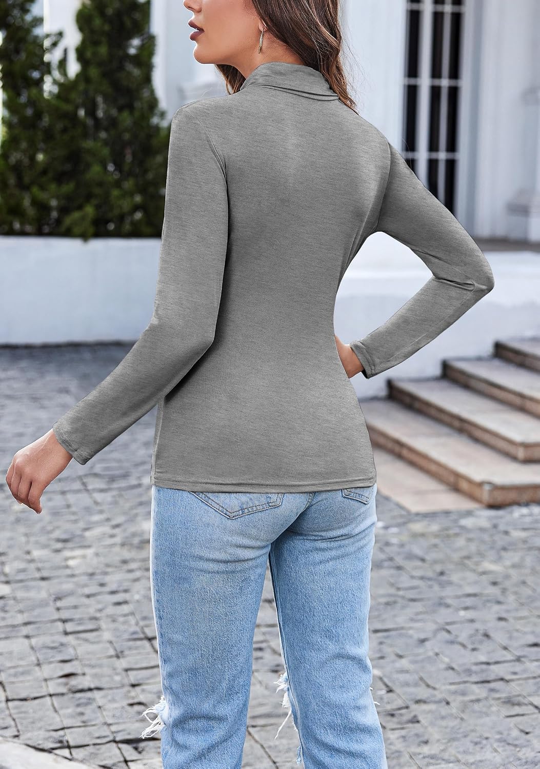 Detalle de Ekouaer maglia termica donna slim con maniche lunghe e pizzo (S–XXL)