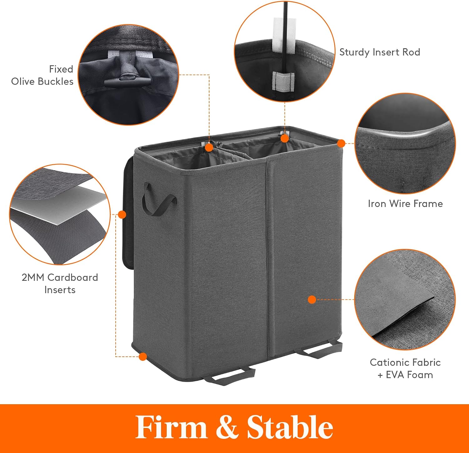 Detalle 2 de Lifewit Double Laundry Hamper 136L