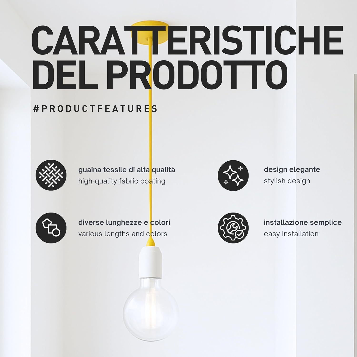 Detalle de smartect cavo elettrico tessile intrecciato nero bipolare (2 x 0,75 mm²) da 50 metri