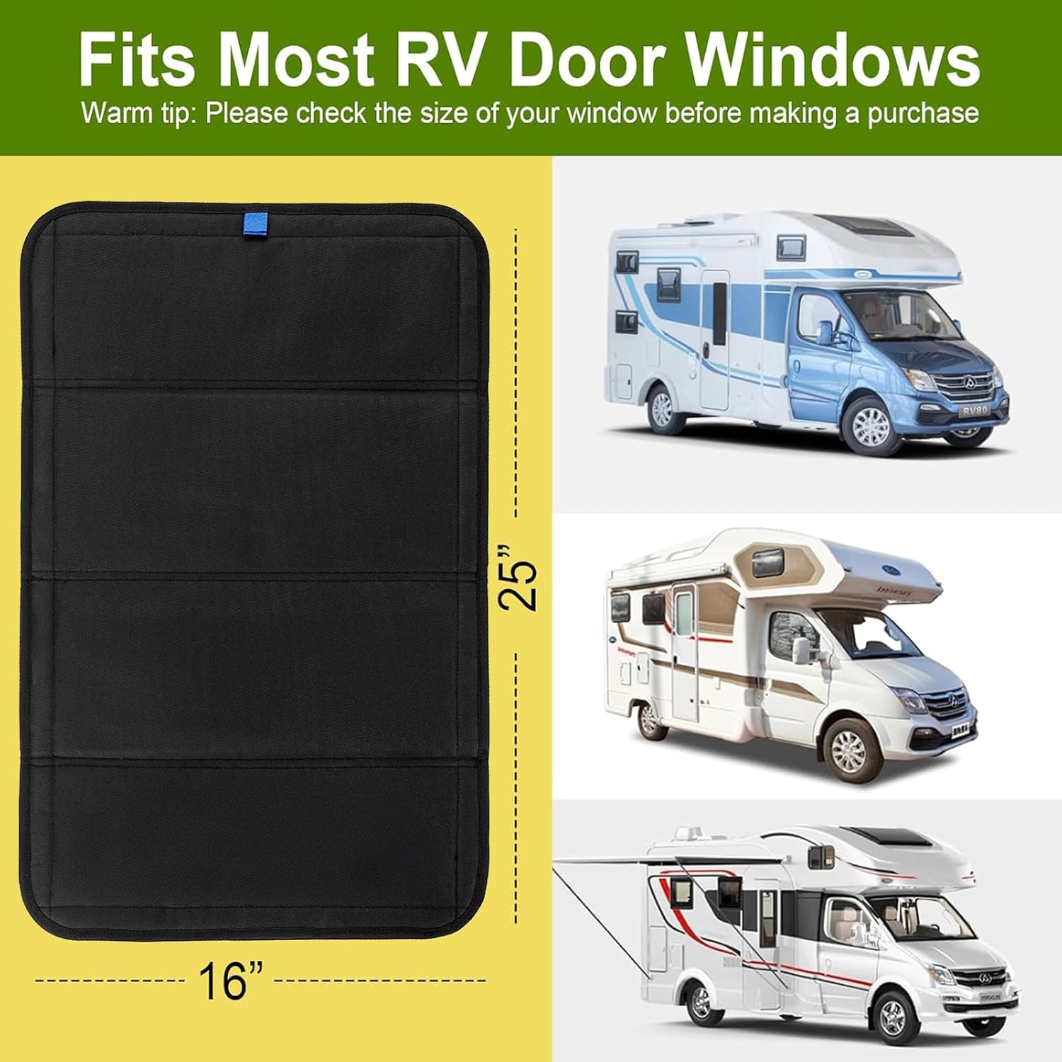 Detalle de Magnetic RV Door Window Shade: Foldable Blackout for 25" x 16" RV Windows