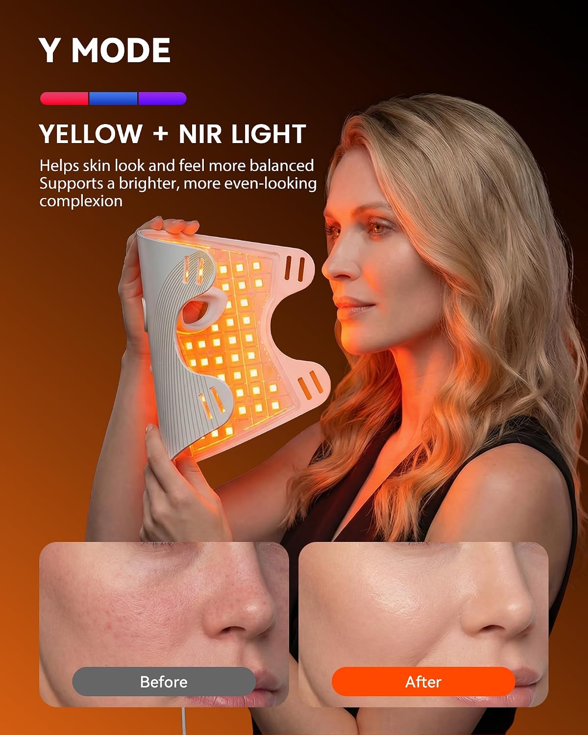Detalle 1 de MICEYLIVE E106A Red Light Therapy Mask, Silicone, 3 Light Modes