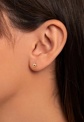 Detalle de SINGULARU Pendiente Suelto Mini Paw: Plata de Ley 925 con Baño de Oro 18K y cierre de rosca