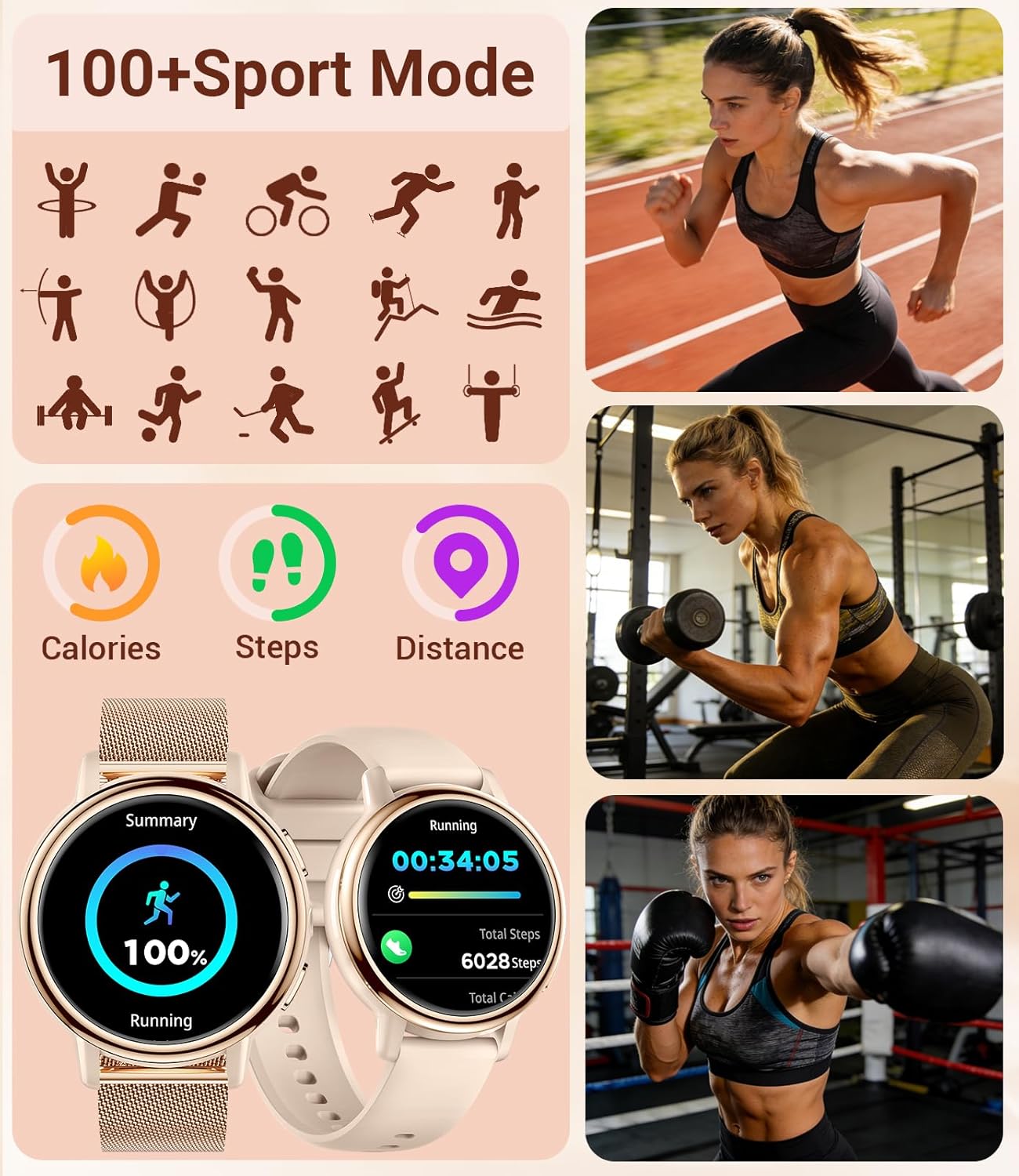 Thumbnail 5 de SUNKTA Smartwatch for Women 1.26-inch
