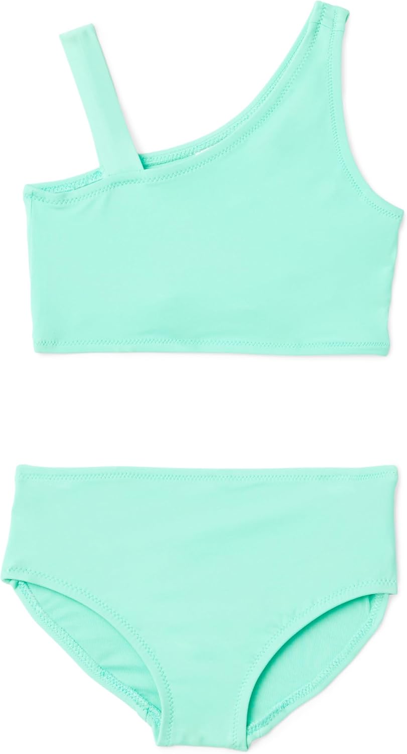 Detalle de Amazon Essentials Girls' One Shoulder Two-Piece Bikini Swim Set