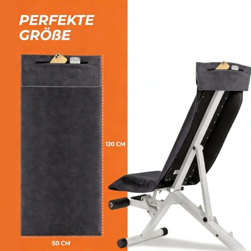 Detalle de GESTAND Gym Handtuch 2er Set – Microfaser Fitnesshandtücher 120 x 50 cm mit Reißverschlusstasche