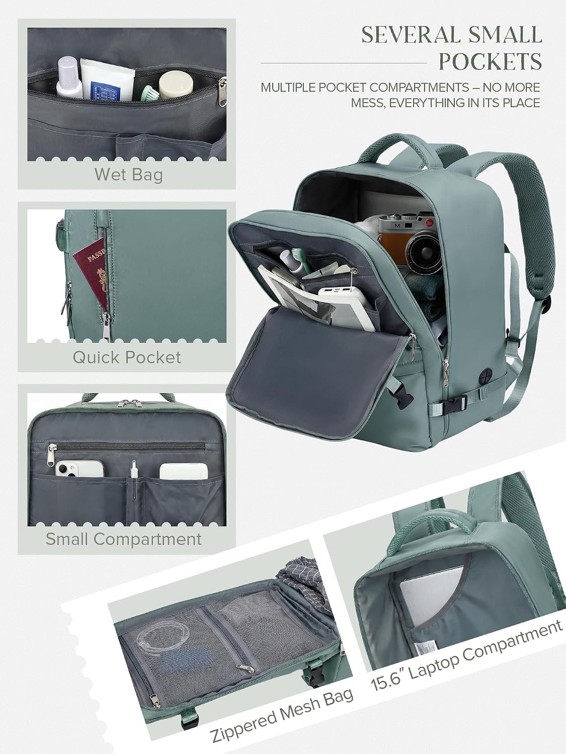 Thumbnail 2 de Hayayu zaino borsa cabina Easyjet 45x36x20 con tasche multiple e capacità 32L