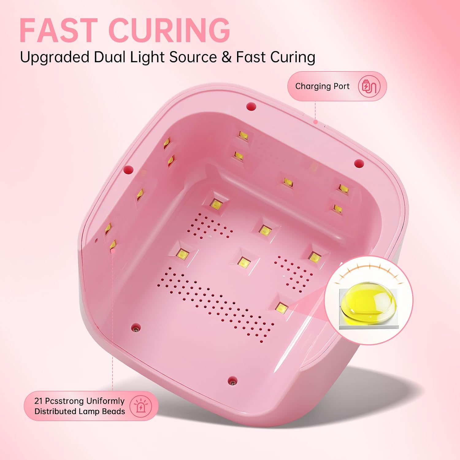 Detalle de Gel Nail Lamp 48W Fast Curing LED Nail Dryer with Auto Sensor and Display – Sparkly 3 Timer for Home DIY