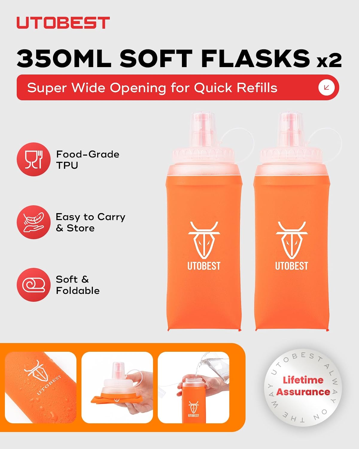 Detalle 2 de UTOBEST Trinkrucksack 5L als Laufweste mit Blasenfach für 1,5 l