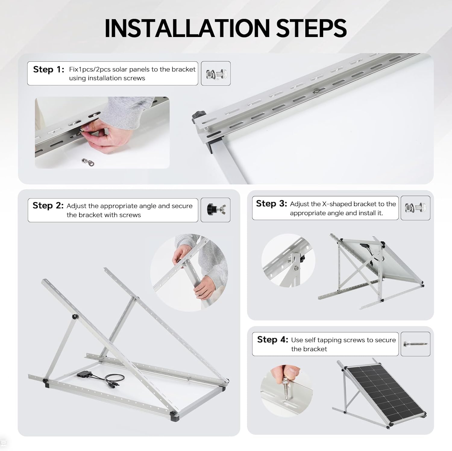 Thumbnail 6 de AeternaSol RXZER23 Adjustable Solar Panel Mount, 45-Inch Aluminium, 0–90° Tilt