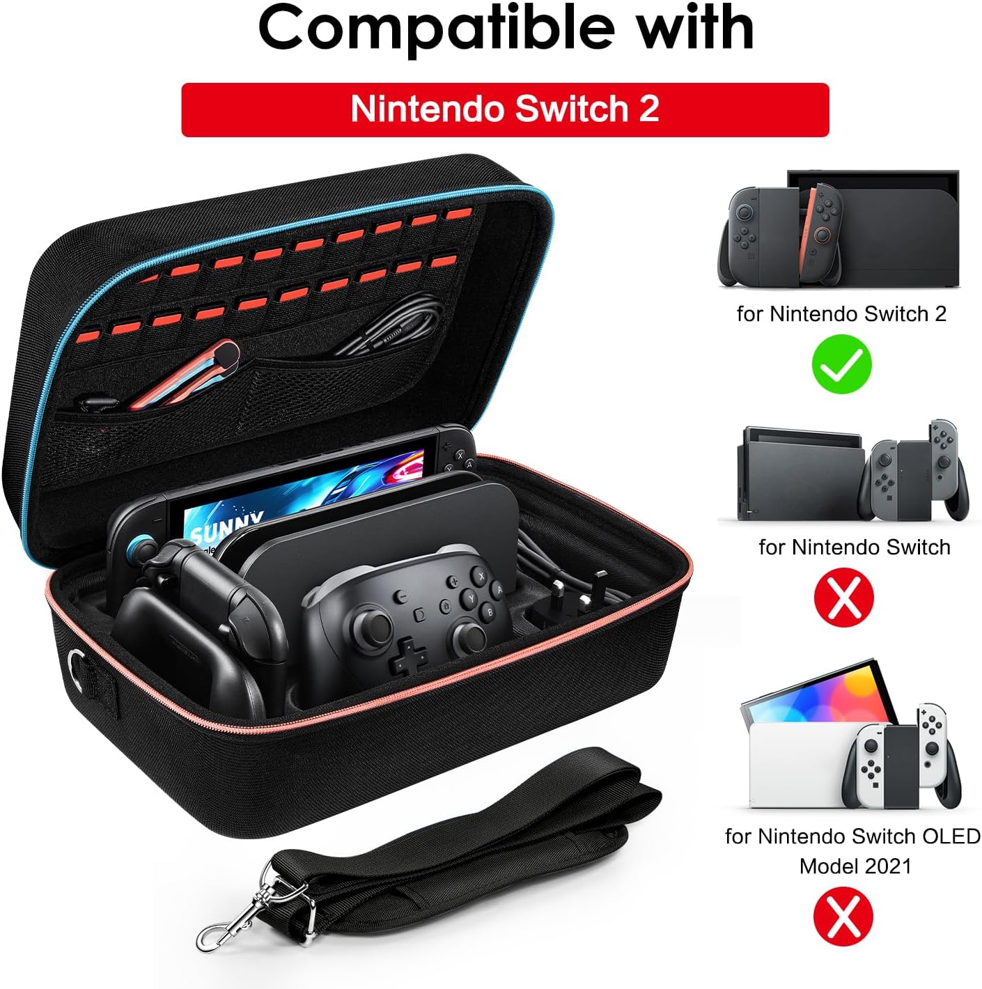 Thumbnail 4 de ivoler Carrying All-in-One Case for Nintendo Switch 2, 20-game pouch