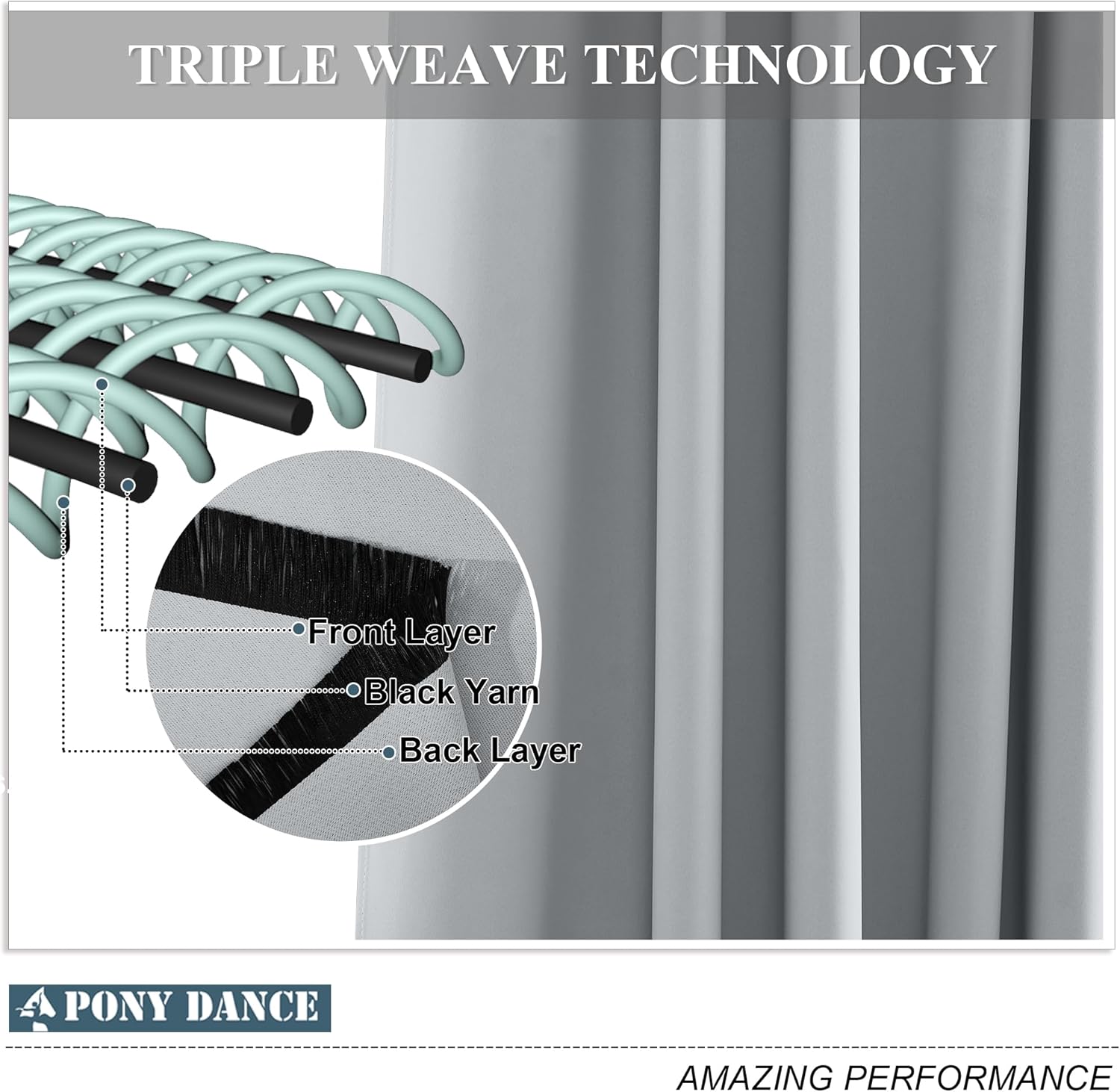 Thumbnail 3 de Pony Dance blackout curtains 42 x 36 inch