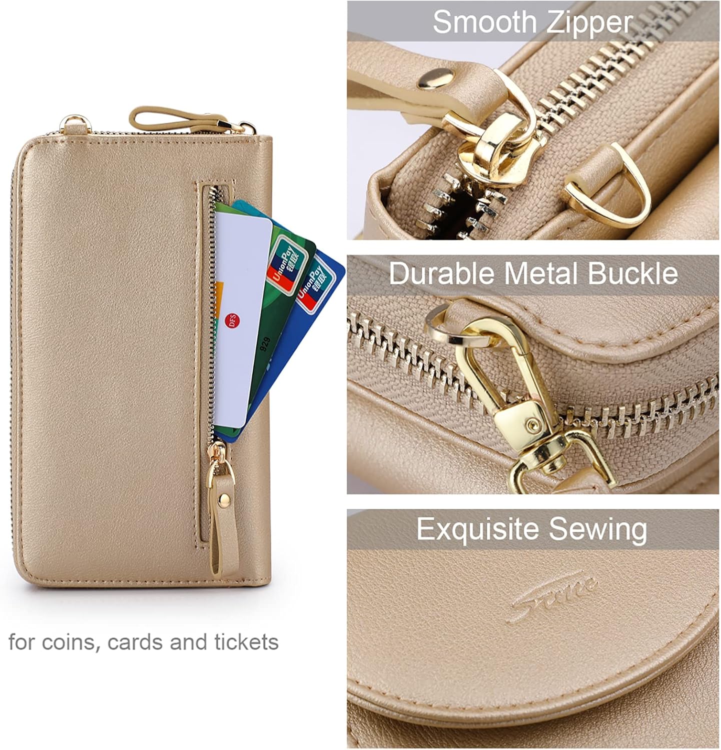 Thumbnail 4 de S-ZONE PU Leather RFID Blocking Crossbody Phone Bag