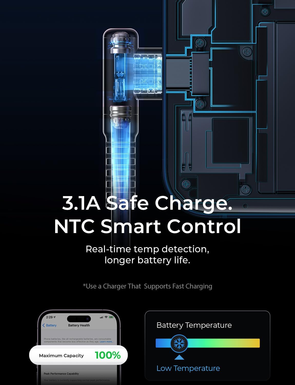 Thumbnail 4 de AINOPE USB C Charger Cable 2m — Fast Charging for iPhone & Samsung