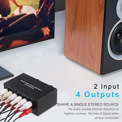 Thumbnail 7 de UNSTINCER Cinch Audio Switch, 4(2)-In-2(4)-Out, analoger Stereo-Umschalter aus Metall
