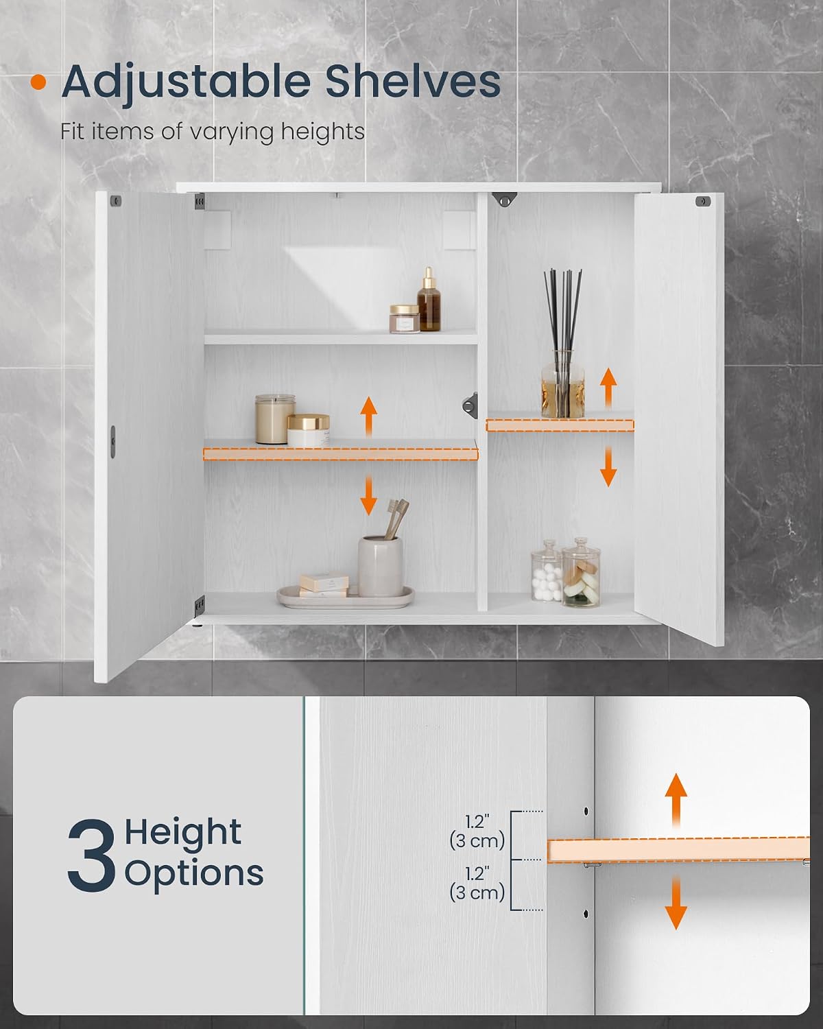 Detalle de SONGMICS HOME KADIN Collection BBC114WE01 Bathroom Mirror Cabinet