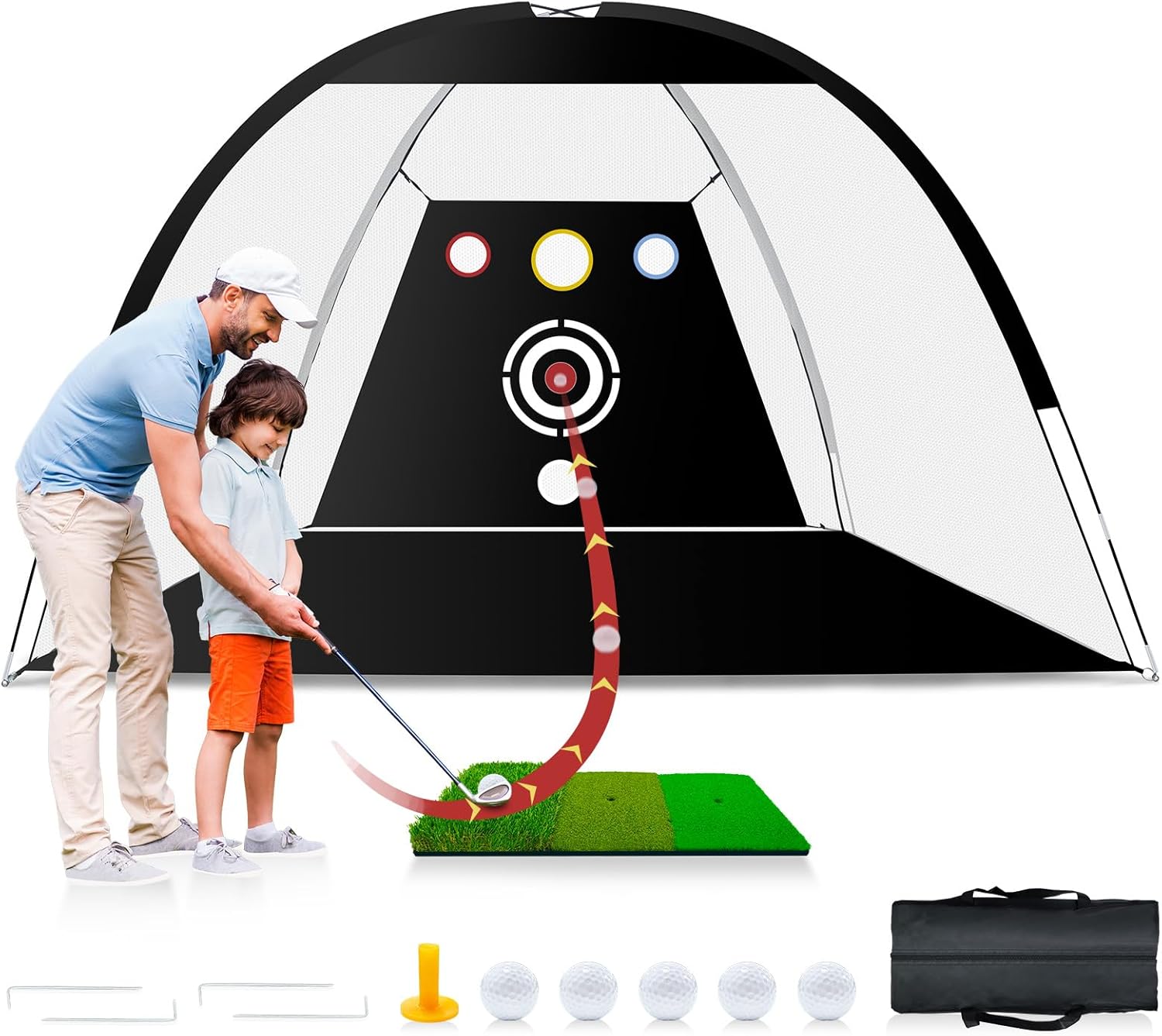 Thumbnail 6 de Golf Net Upgraded All-in-One 10x7ft Practice Net with Tri-Turf Mat and Portable Bag