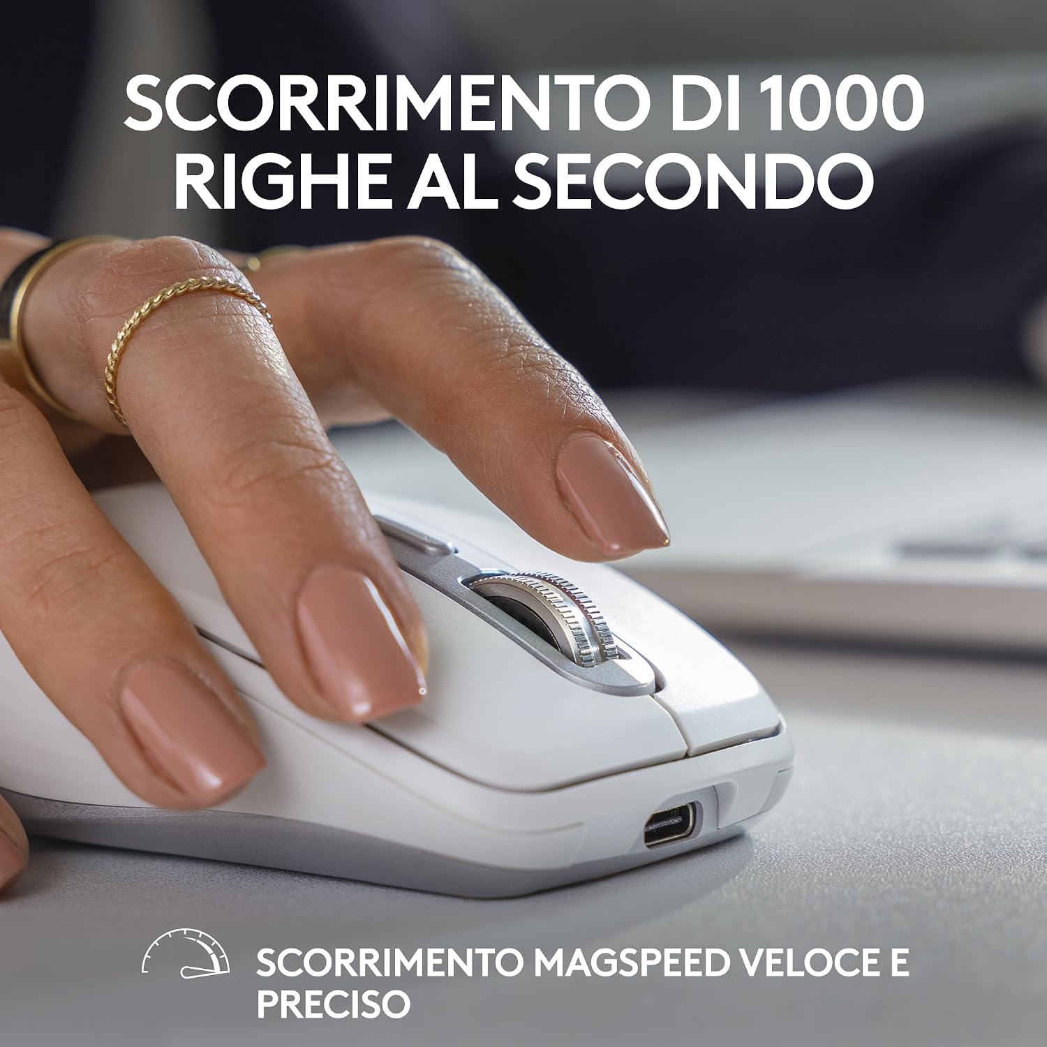 Detalle de Logitech MX Anywhere 3S: Mouse Wireless Compatto, 8K DPI e Clic Silenziosi