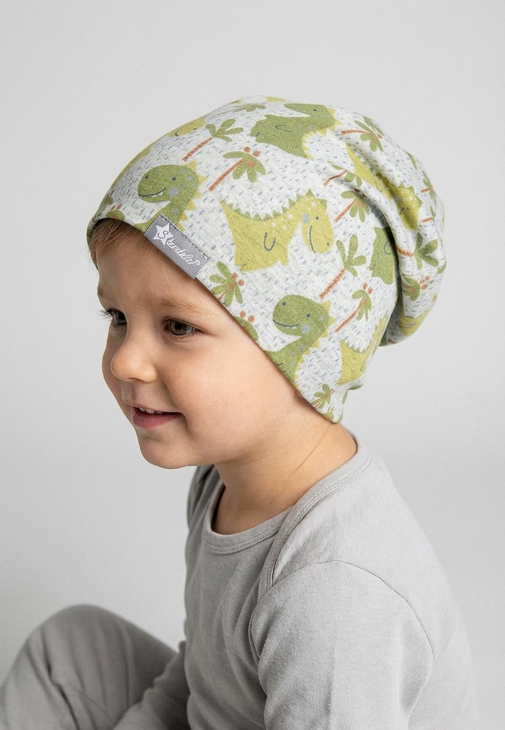 Thumbnail 1 de Sterntaler Jungen Beanie-Mütze Beanie Dinosaurier – Melange Jersey, zwei Tragemöglichkeiten