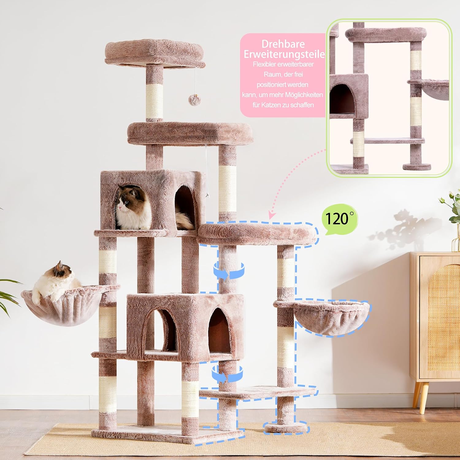 Detalle 2 de Hey-brother Arbre Ă chat XXL 180 cm pour grands chats đ±