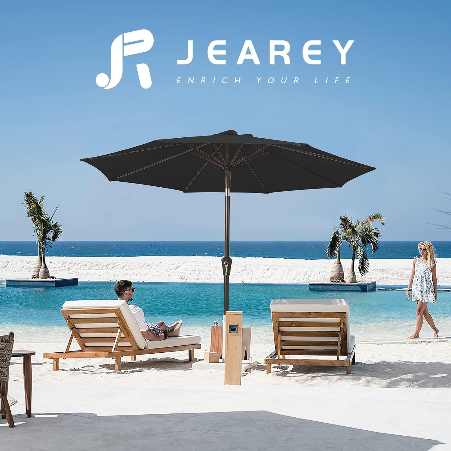 Detalle de JEAREY Outdoor Patio Umbrella 9FT