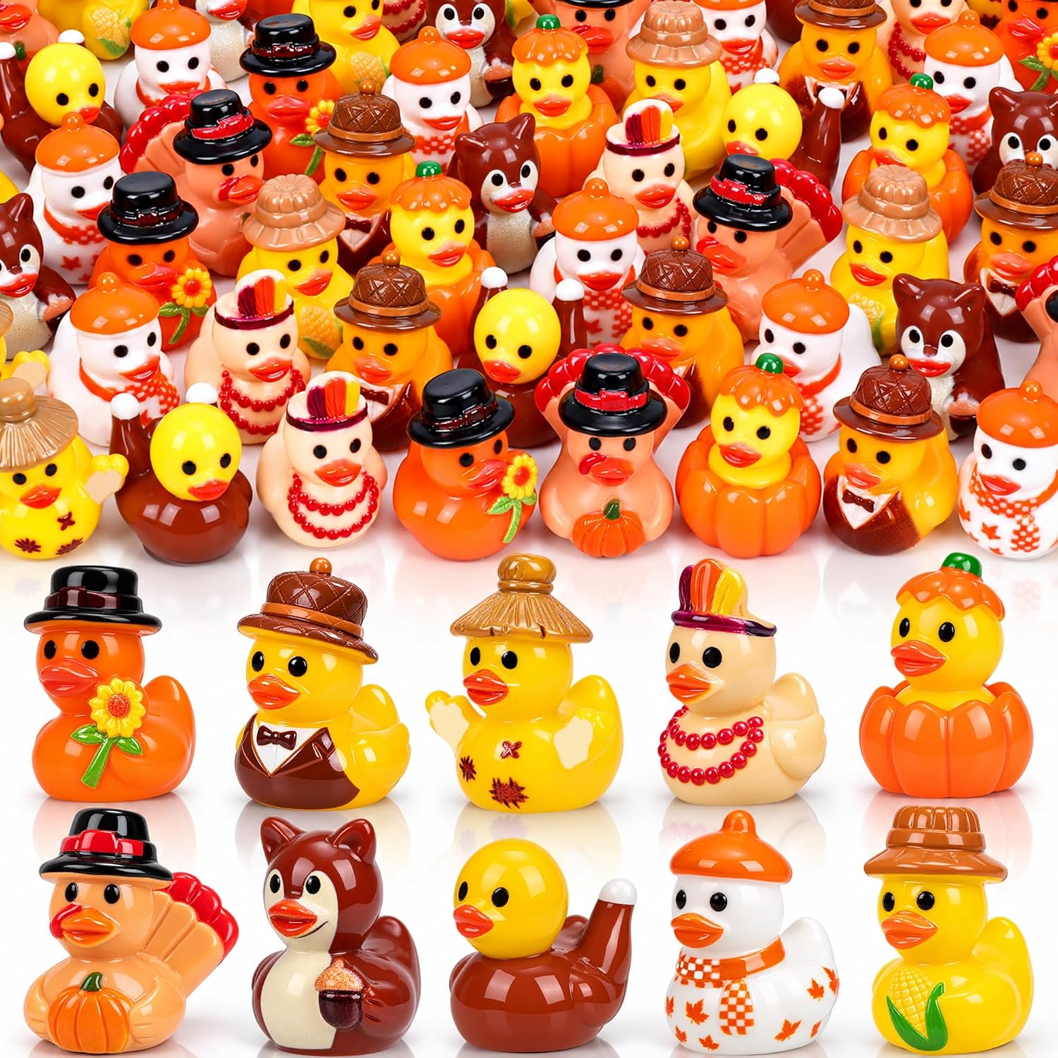 Detalle de QAUYETM Figurine-2 Fall Mini Resin Ducks, 120 Pieces in 10 Styles