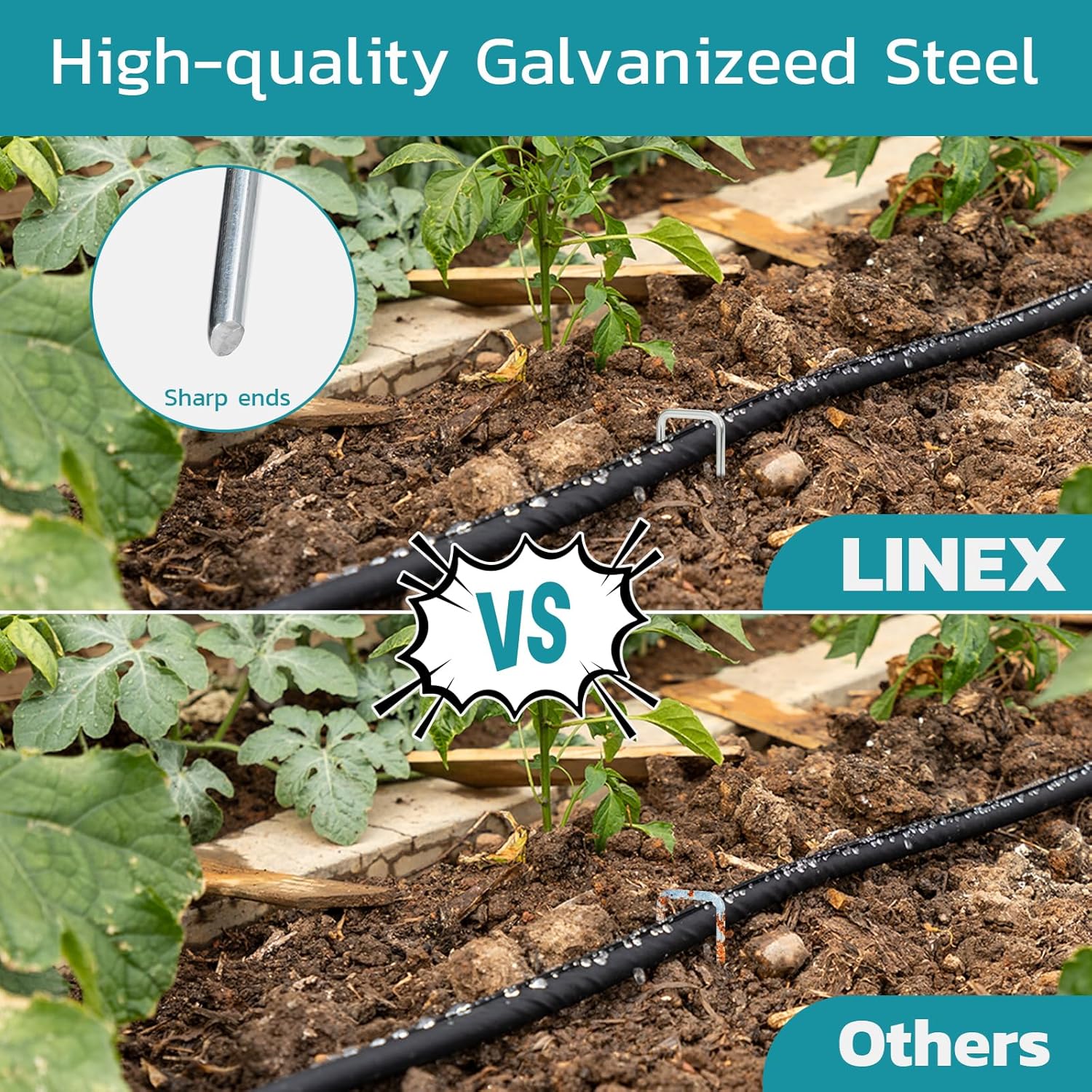 Thumbnail 1 de LINEX Landscape Staples 4 Inch 100 Pack: Galvanized Garden Staples