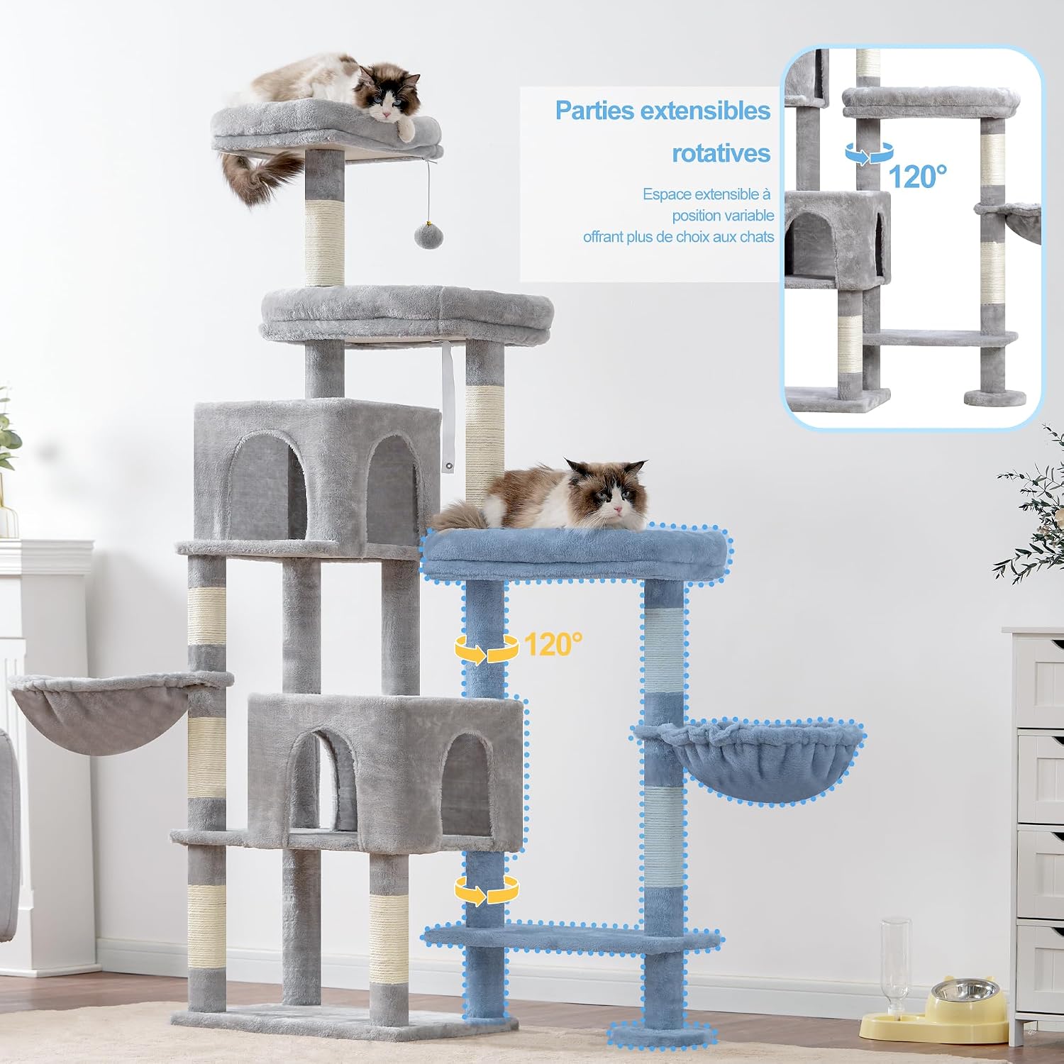 Detalle 2 de Hey-brother EMPJ038W Arbre Ă chat 180 cm đ±