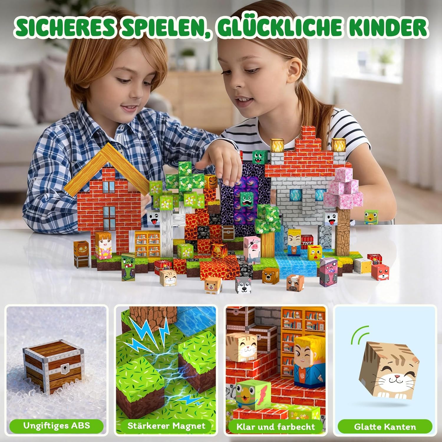 Detalle de Magnetische Bausteine 330 PCS – 2 cm Magnetbausteine für Kinder ab 3 Jahre