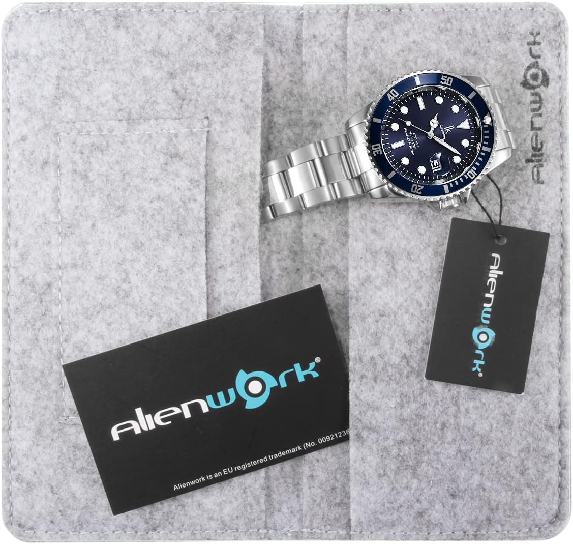 Detalle 2 de Alienwork IK montre-bracelet à mouvement quartz japonais, bracelet métallique ajustable